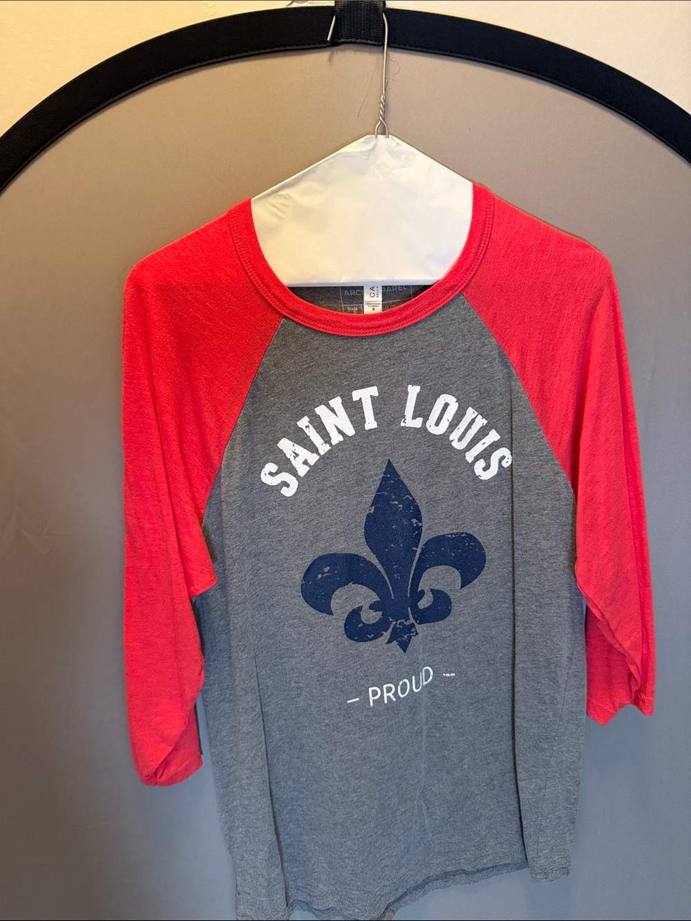 Saint Louis Proud Raglan Tee - Red and Gray